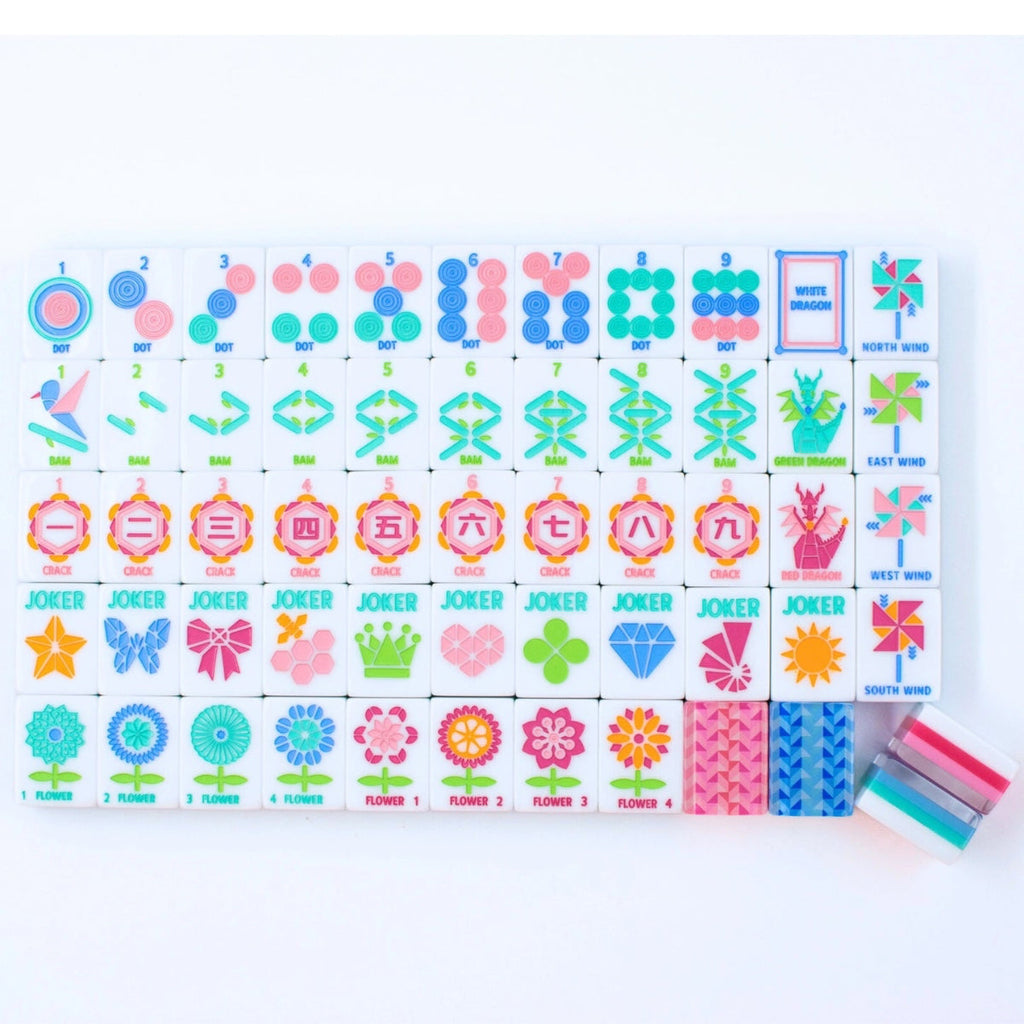 Crystal Prism Blue Mahjong Tile Set