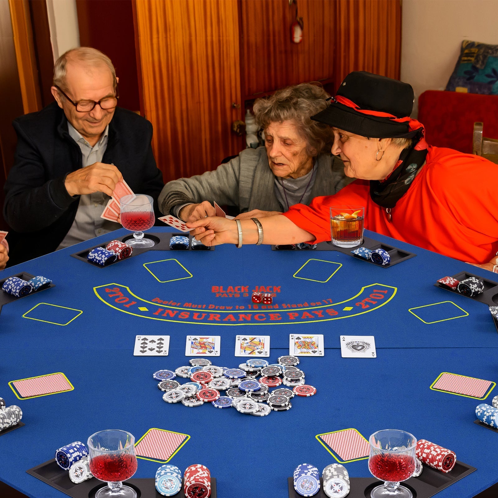48 Inch 8-Player Foldable Poker Table Top with Carrying Bag and Cup Holders