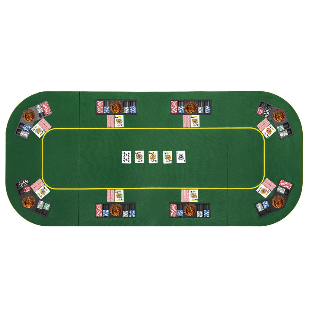 79 x 36 Inch 8-Player Foldable Poker Table Top with Carry Bag and Cup Holders