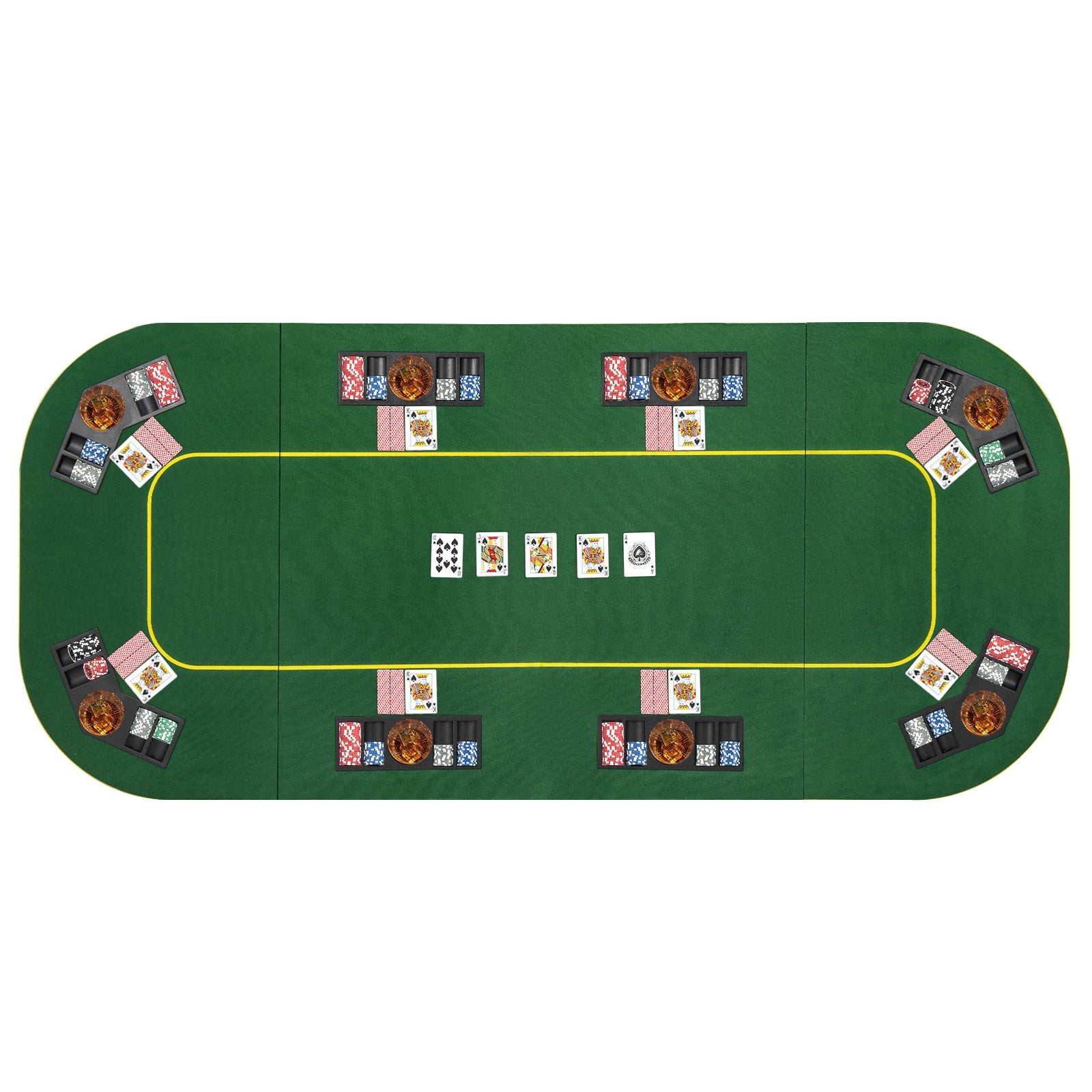 79 x 36 Inch 8-Player Foldable Poker Table Top with Carry Bag and Cup Holders