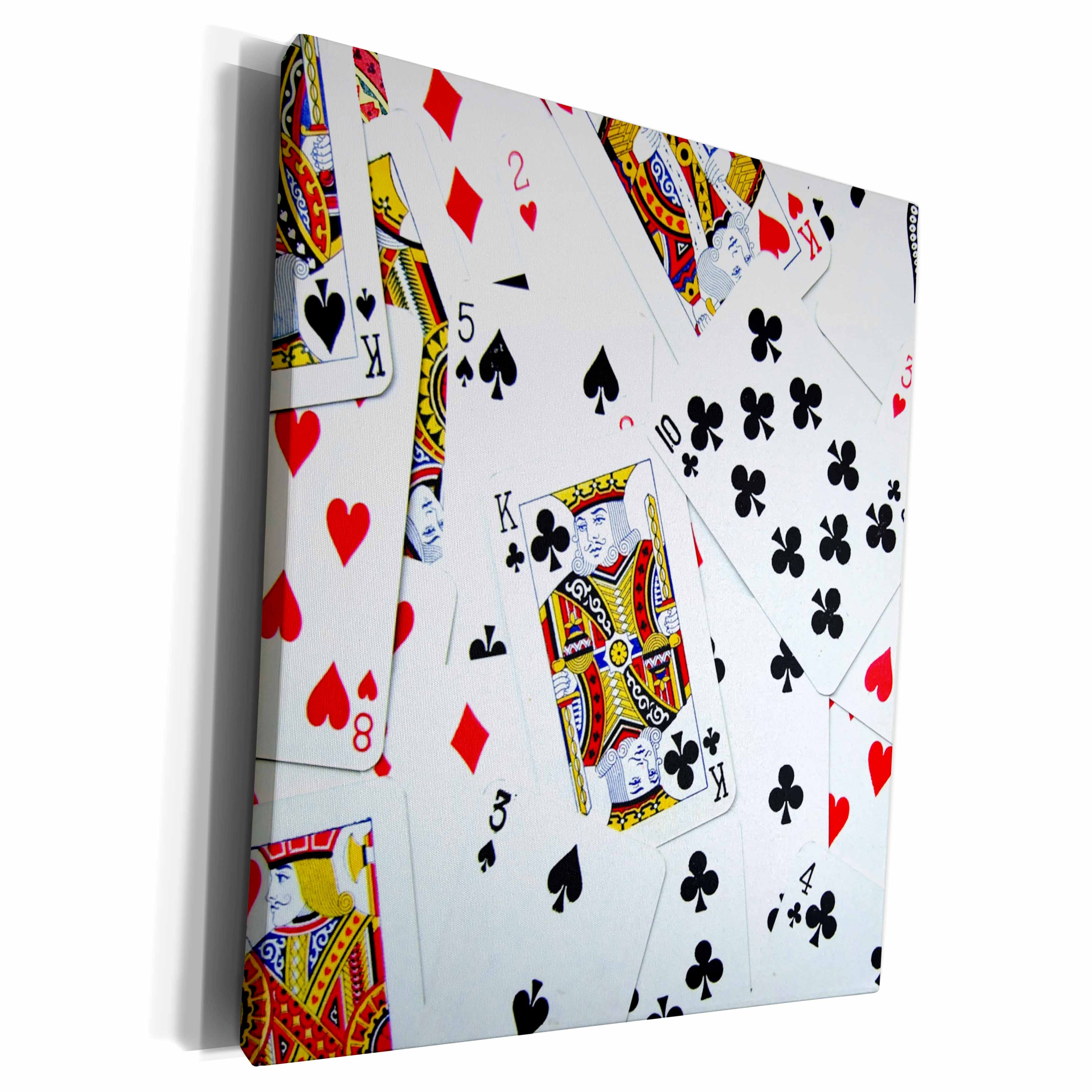 3dRose InspirationzStore Game designs - Scattered playing cards photo - for card game players eg poker bridge games casino las vegas night - Museum Grade Canvas Wrap (cw_112896)
