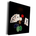 3dRose Florene Games - Image of Poker Hand With Chips On Black - Museum Grade Canvas Wrap (cw_245154)