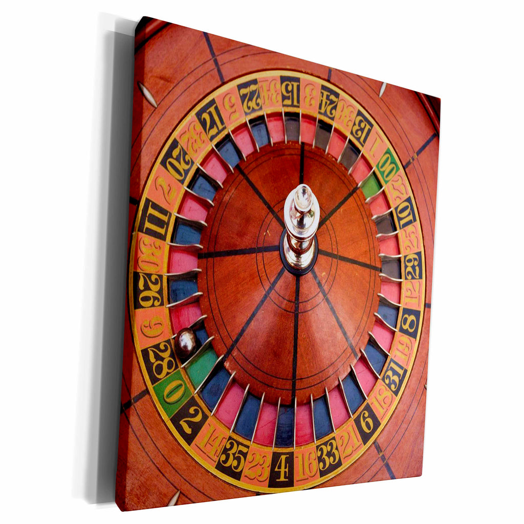 3dRose Florene Games - Looking Down At A Roulette Wheel - Museum Grade Canvas Wrap (cw_80376)