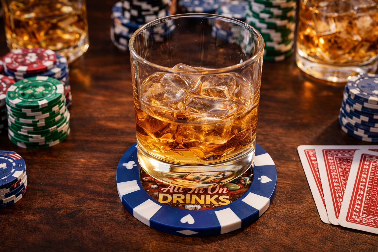 Poker Chip Drink Coasters – Giant Casino-Style Poker Coasters