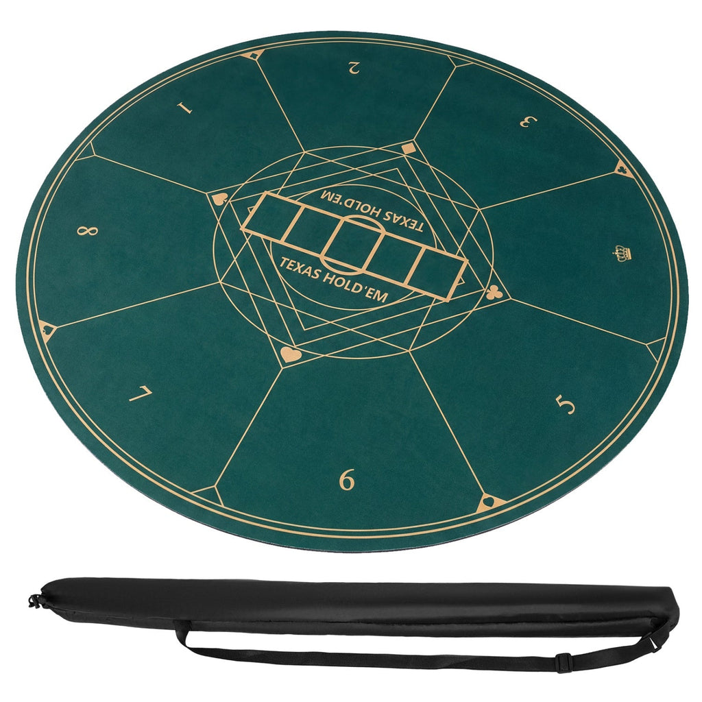 Round Poker Mat for Texas Hold'em 40 inch Portable Foldable Anti-Slip Rubber Base Table Layout
