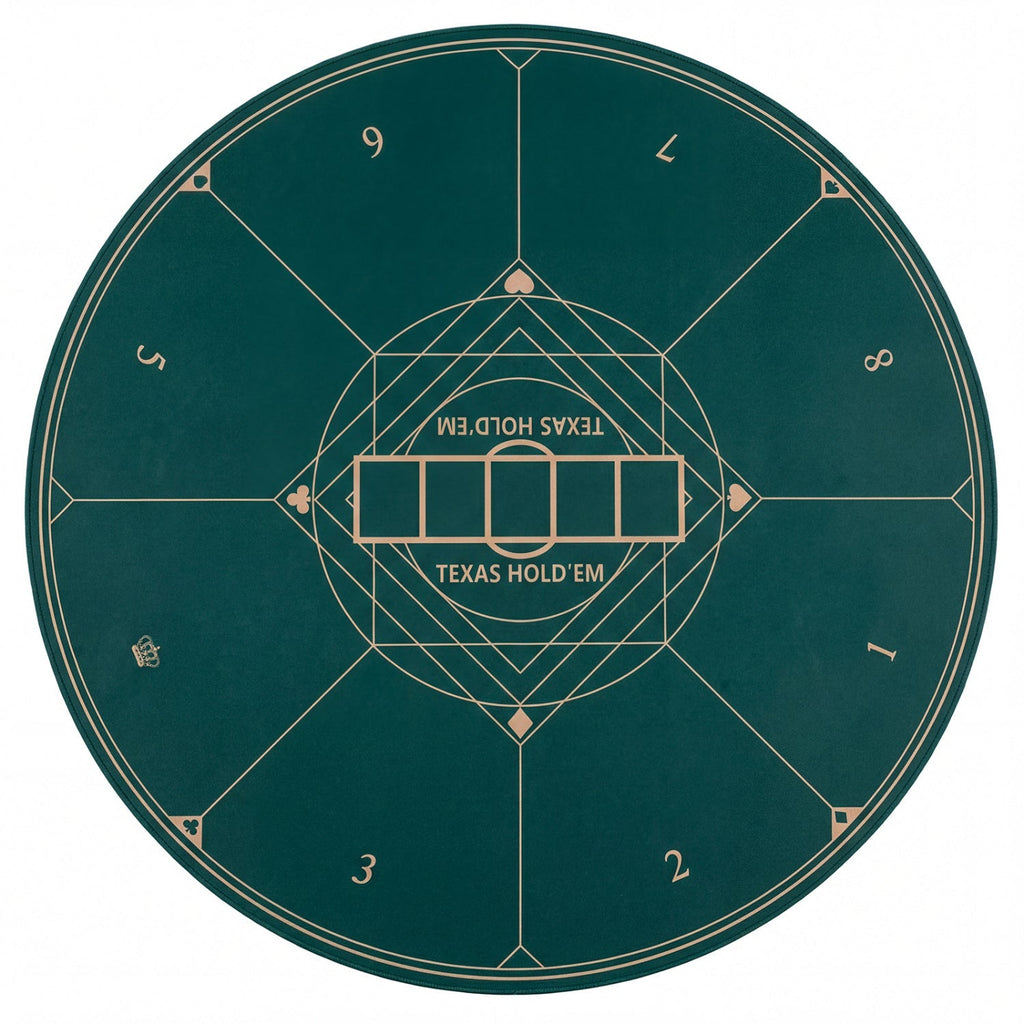 Round Poker Mat for Texas Hold'em 40 inch Portable Foldable Anti-Slip Rubber Base Table Layout