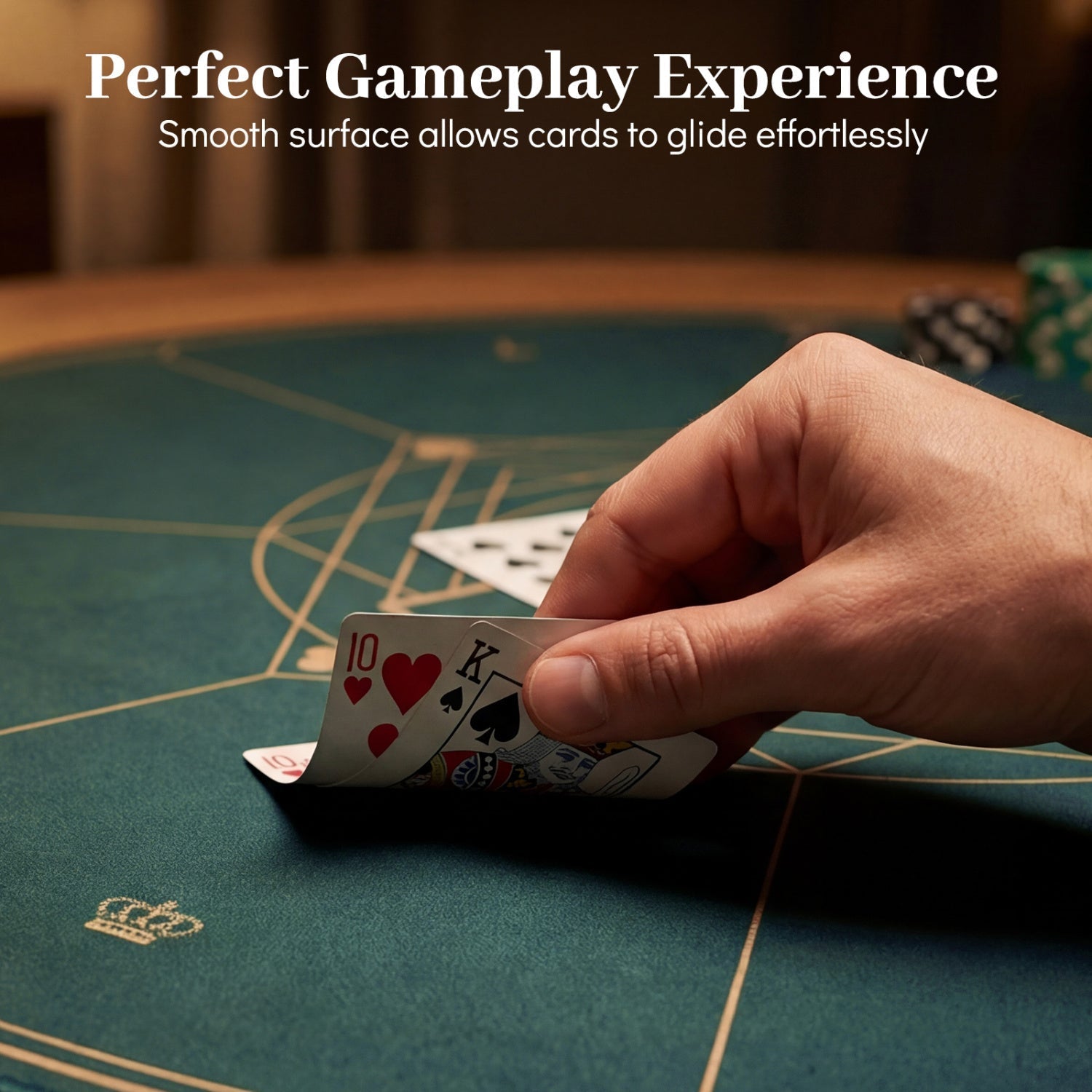 Round Poker Mat for Texas Hold'em 40 inch Portable Foldable Anti-Slip Rubber Base Table Layout