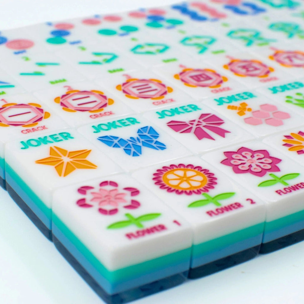 Crystal Prism Blue Mahjong Tile Set