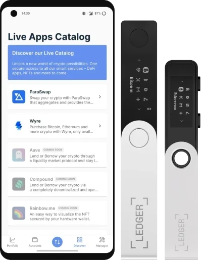 Ledger Nano S Plus Hardware Wallet - Black - Orange - Blue - White - Ice