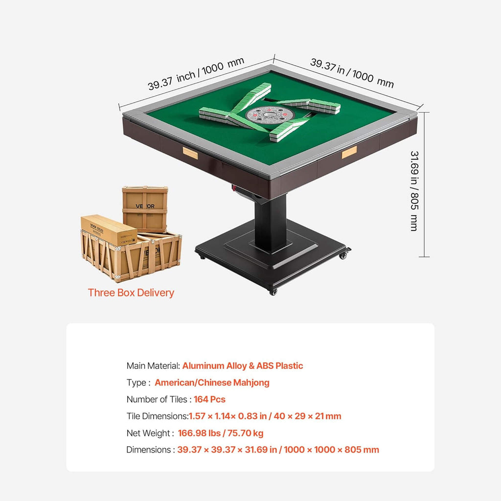 Premium Automatic Foldable Mahjong Table With Wheels And Two Sets Of Tiles (SAK92307)